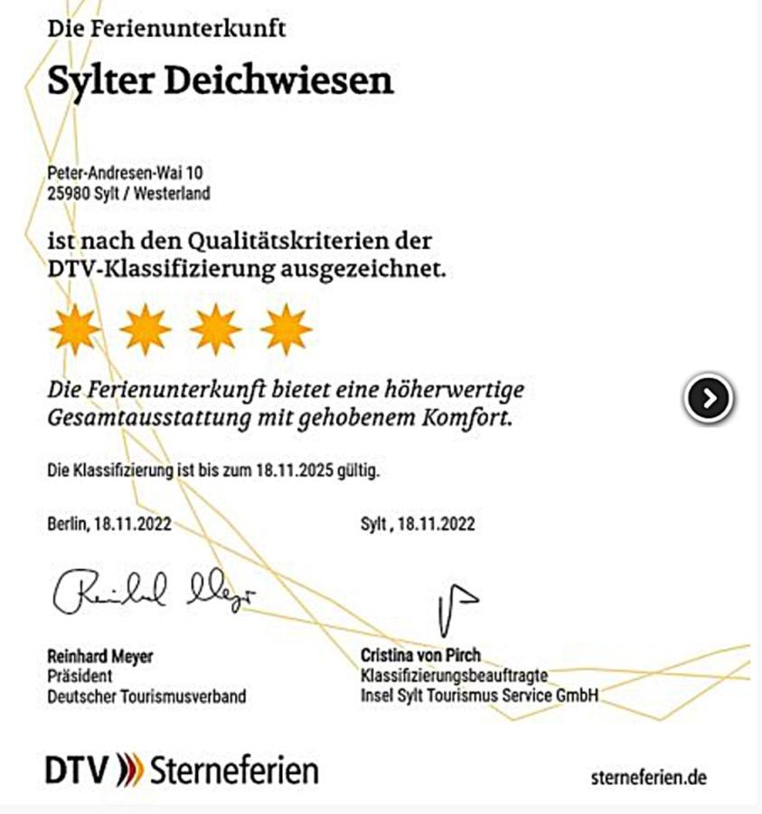 3-Zimmer-Ferienwohnung Deichwiese Westerland 1-3 Personen المظهر الخارجي الصورة